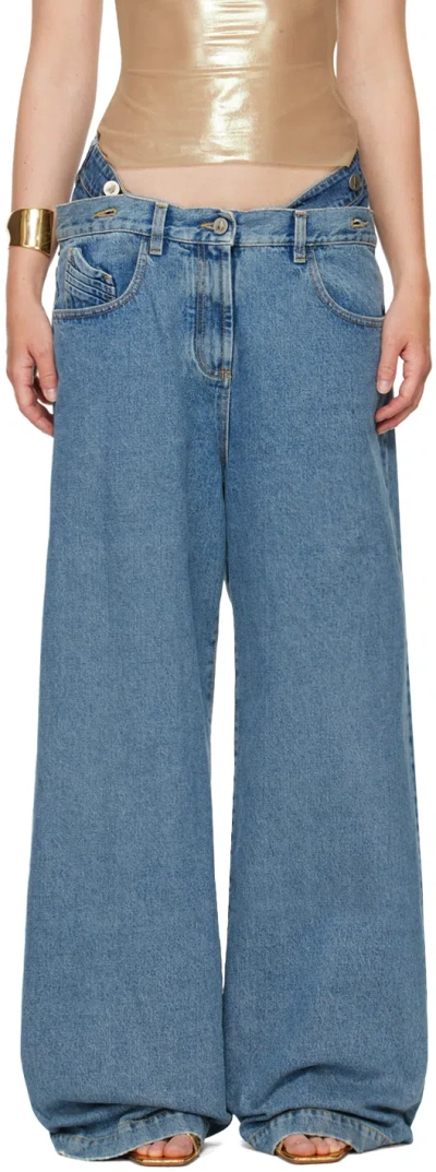 Attico Blue Long Jeans In 176 Light Blue Denim