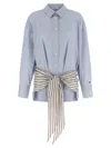 Attico Striped Cotton Shirt Dress In Blue