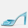 Attico Blue Patent Leather Devon Slide Sandals In Blue