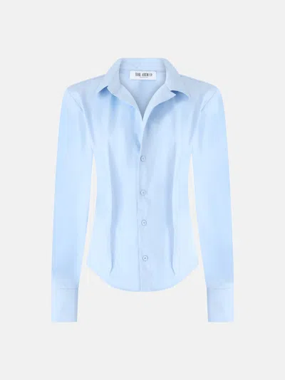 Attico Pointed-collar Buttoned Shirt In Blue