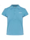 Attico Collared Polo Shirt Short Sleeves In Blue
