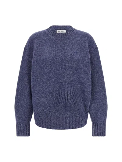 Attico Sweater Crew Neck Long Sleeves Asymmetric Hem In Purple