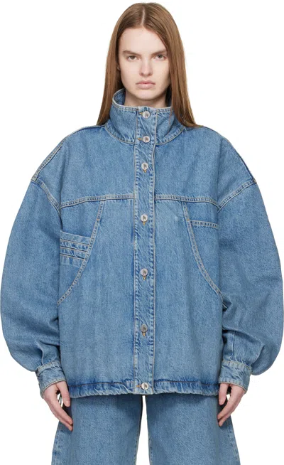 Attico Blue Washed Denim Bomber Jacket