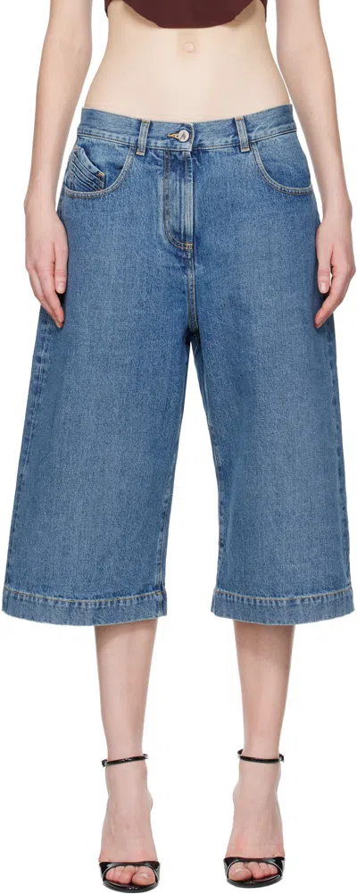 Attico Blue Washed Denim Shorts