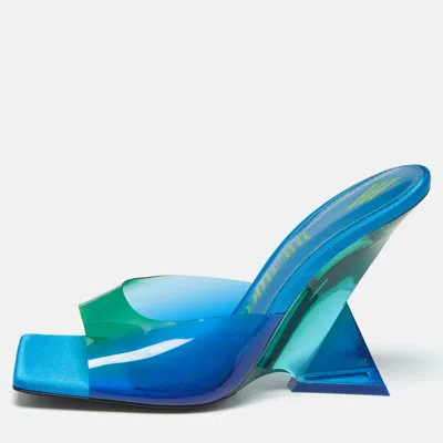 Pre-owned Attico Blue/green Pvc Cheope Slide Sandals Size 39