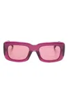 Attico Dark Pink Logo Rectangular Sunglasses