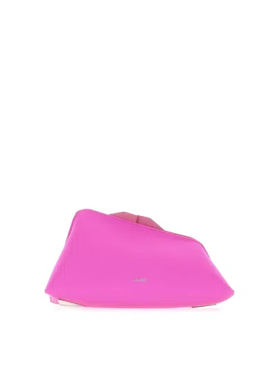 Attico Satin Clutch With Protective Metallic Feet In Multicolour