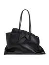 Attico La Passeggiata Medium Leather Shoulder Bag In Black