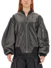Attico Long-sleeved Leather Jacket In Black