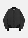 Attico Nylon Bomber Jacket Ribbed Trims In Black