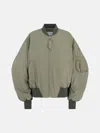 Attico Green Bomber Jacket With Zip Pocket On The Sleeve In Tech Fabric Woman In Military Green