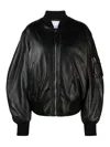 Attico Bomber Jacket With Ribbed Collar And Zip Pockets In Negro