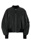Attico Black Bomber Jacket With Front Zip Closure And One Zipped Pocket On The Sleeve In Black