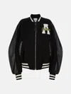 Attico Bomber Jacket With Ribbed Cuffs And Hem In Black