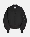 Attico Black Bomber Jacket With Front Zip Closure And One Zipped Pocket On The Sleeve In Tech Fabric Woman In Black