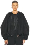 Attico Oversized Black Hooded Bomber Jacket