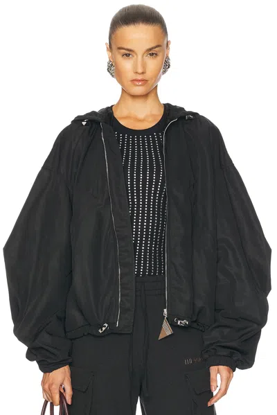 Attico Hooded Bomber Jacket Casual Jackets And Parka Black