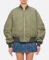 Attico Grey Bomber Jacket With Front Zip Closure And One Zipped Pocket On The Sleeve In Tech Fabric Woman In Green