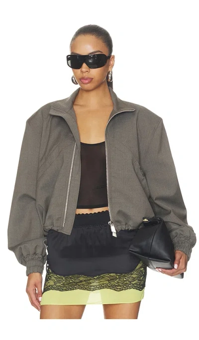 Attico Bomber Jacket In Melange Grey