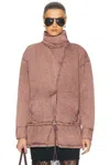 Attico Drawstring Bomber Jacket In Washed Mauve