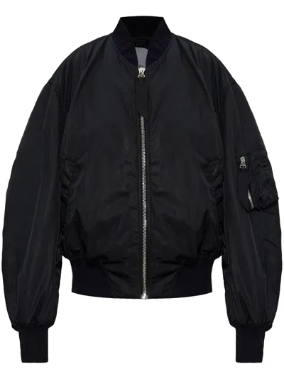 Attico Bomber Jacket With Bishop Sleeves In Black