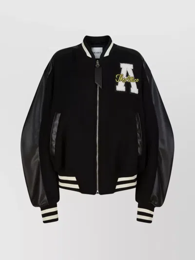 ATTICO BOMBER JACKET WITH CONTRAST SLEEVES AND RIBBED TRIMS