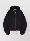 Attico Bomber Jacket With Hood And Drawstring Hem In Black