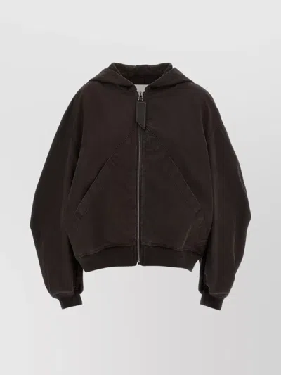 Attico Bomber Jacket With Hood And Ribbed Finish