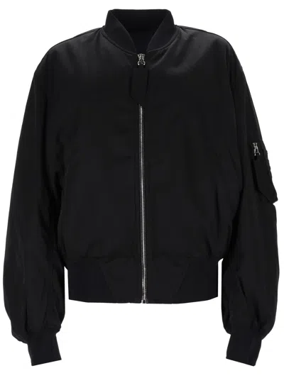 Attico Bomber Jacket With Central Zipper Closure In Black