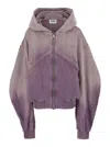 Attico Violet Cropped Bomber Jacket With Hood And Logo Lettering Embroidery On The Front In Violet