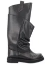 Attico 'passeggiata' Black Boots With Heel-tab And Rubber Sole In Leather Woman In Black