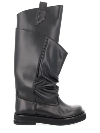Attico Passeggiata Black Boots With Heel-tab And Rubber Sole In Leather Woman