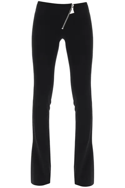 Attico Bootcut Pants With Slanted Zipper In Black
