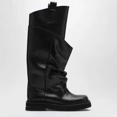 Attico Passeggiata Black Boots With Heel-tab And Rubber Sole In Leather Woman