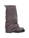 Attico Robin Taupe Suede Combat Boots In Brown