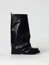 Attico 'robin' Black Boots With Square Toe And Logo Plaque On The Rear In Schwarz