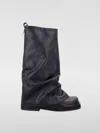 Attico 'robin' Black Boots With Square Toe And Logo Plaque On The Rear In Braun
