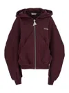 Attico Bordeaux Cropped Sweatshirt With Fixed Hood And Logo Lettering On The Front In Cotton Woman In Burgundy