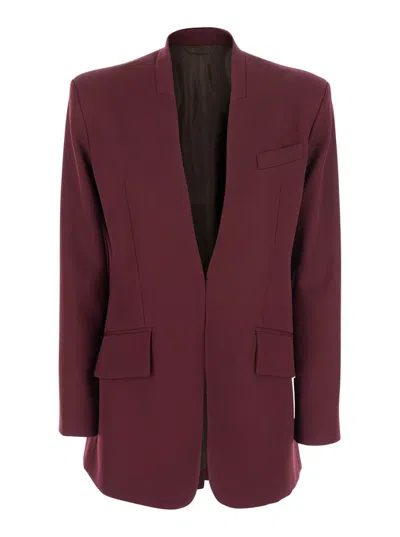 Attico Bordeaux Jacket With Deep Neckline And Straps In Wool Woman In Burgundy