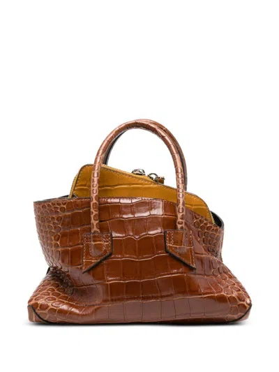 Attico Borsa A Spalla La Passeggiata Mini Marrone Lucida Effetto Cocco The