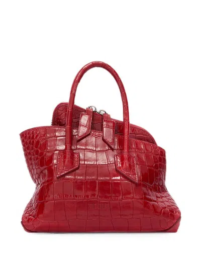 Attico Borsa A Spalla La Passeggiata Mini Rossa In Pelle Effetto Cocco The