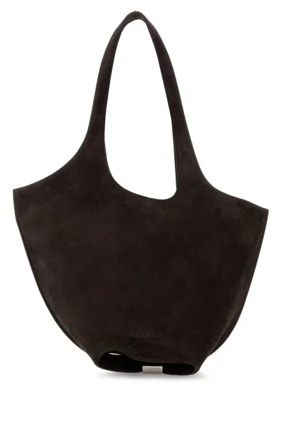 Attico Dark Brown Suede Medium La Scoop Shoulder Bag