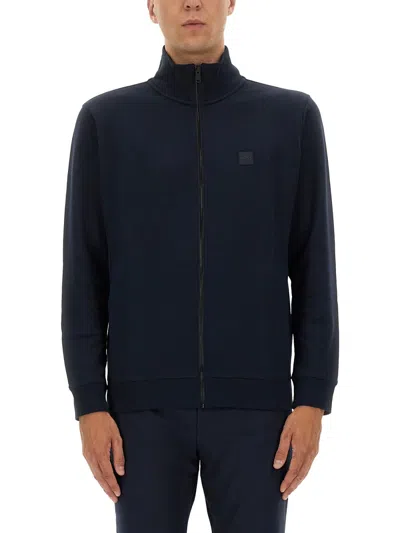 Attico Boss Zip Sweatshirt. In Blue