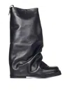 Attico 'robin' Black Boots With Square Toe And Logo Plaque On The Rear In Black