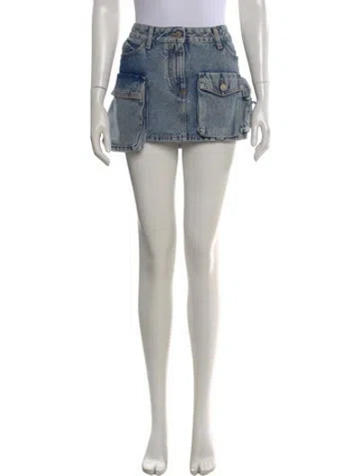 Pre-owned Attico Bow Accents Mini Skirt In Blue
