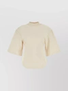 Attico Open-back Cotton T-shirt In Beige