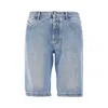 Attico Knee-length Cotton Boyfriend Mini Denim Shorts In Blue