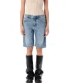 Attico Knee-length Cotton Boyfriend Mini Denim Shorts In Blue