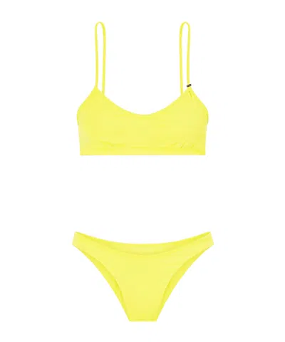 Attico Logo-embellished Triangle Bikini In Yellow