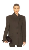 Attico Lapel Jacket With Flap And Chest Pockets In Brown